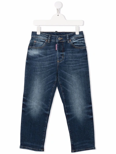 Dsquared2 Stonewashed Straight-leg Jeans In Blue