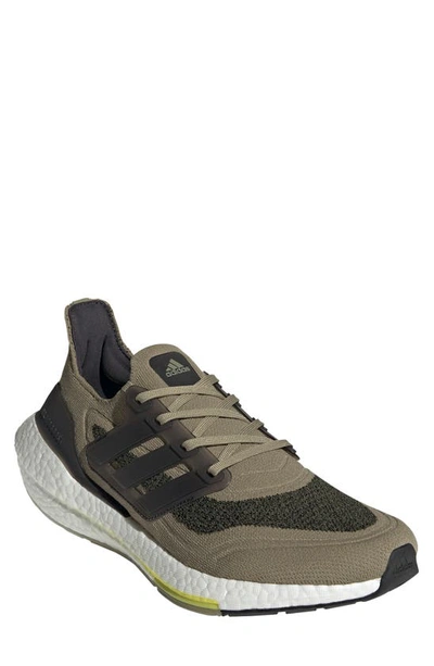 Shop Adidas Originals Ultraboost 21 Running Shoe In Green/ Black