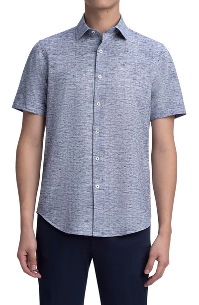 Shop Bugatchi Ooohcotton® Short Sleeve Button-up Shirt In Navy