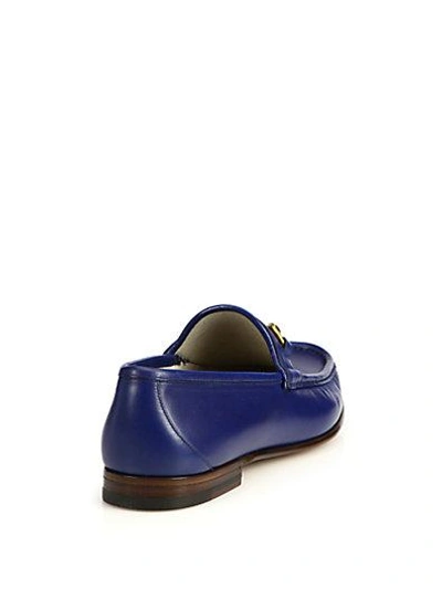 Shop Gucci Leather Horsebit Loafers In Royal-blue