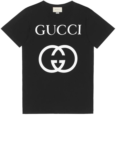 Shop Gucci Black Logo T-shirt