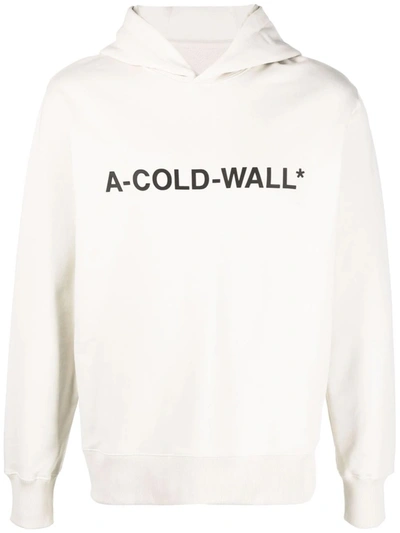 Shop A-cold-wall* White Logo Hoodie In Cream