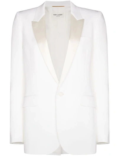 Shop Saint Laurent White Tuxedo Jacket