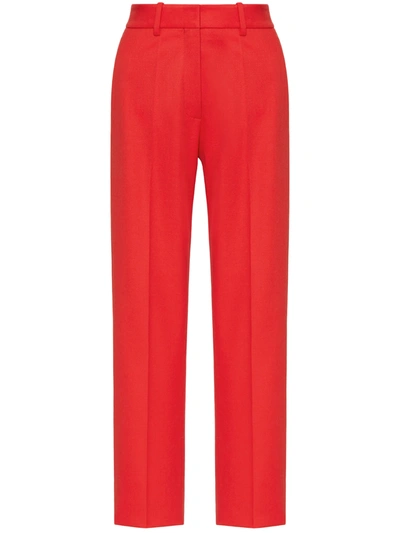 Shop Valentino Straight Leg Red Trousers