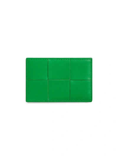 Shop Bottega Veneta Men's Intrecciato Card Holder In Parakeet Silver