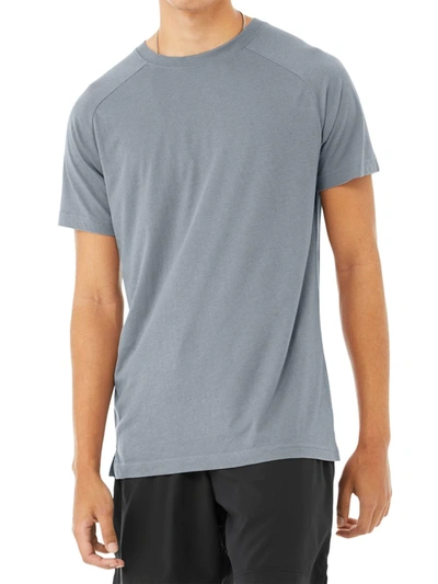 Shop Alo Yoga Men's Triumph Crewneck T-shirt In Steel Blue