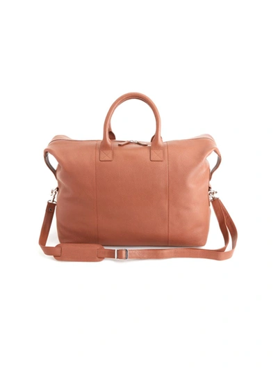Shop Royce New York Medium Leather Duffel Bag In Tan
