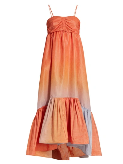Shop Silvia Tcherassi Women's Cerrano Tiered Ombré Dress In Lavender Orange Gradient