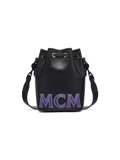 Shop Mcm Women's Logo Bucket Bag In Black