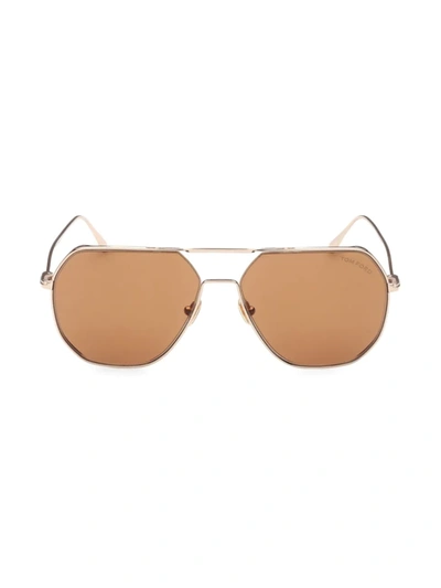 Shop Tom Ford Men's Gilles-02 59mm Geometric Sunglasses In Shiny Rose Gold Brown Lenses