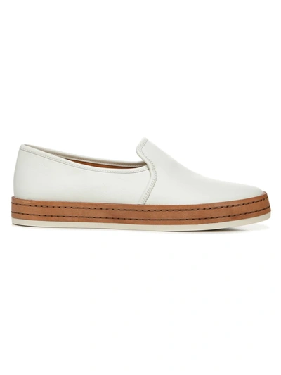 Shop Vince Canella Leather Slip-on Sneakers In Off White