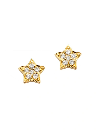 Shop Robinson Pelham Women's Stud Club 14k-yellow-gold & Diamond Star Stud Earring In Yellow Gold