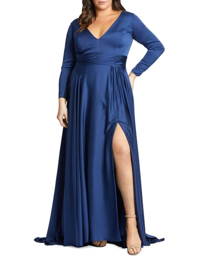 Shop Mac Duggal Women's Plus Size Banded A-line Gown, In Midnight