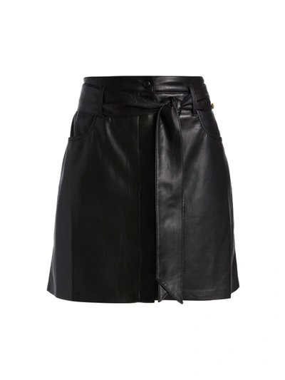 Shop Nanushka Women's Vegan Leather Belted Miniskirt In Black