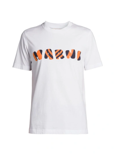 Shop Marni Men's Logo Cotton T-shirt In Lily White