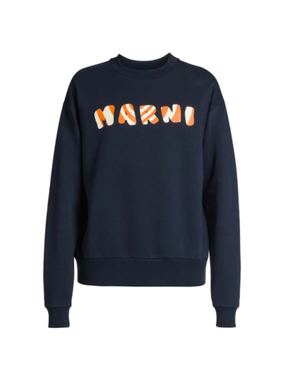Shop Marni Men's Cotton Logo Sweatshirt In Navy