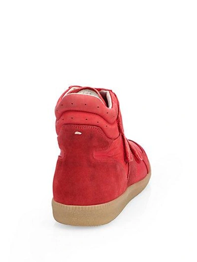 Shop Maison Margiela Triple-strap Suede High-top Sneakers In Red
