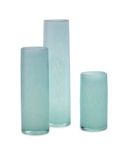 Shop Jamie Young Co. Gwendolyn Three-piece Hand-blown Glass Vase Set In Sky Blue