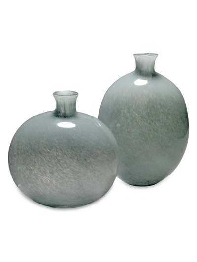 Shop Jamie Young Co. Minx Decorative Glass Two-piece Vase Set In Grey Glass