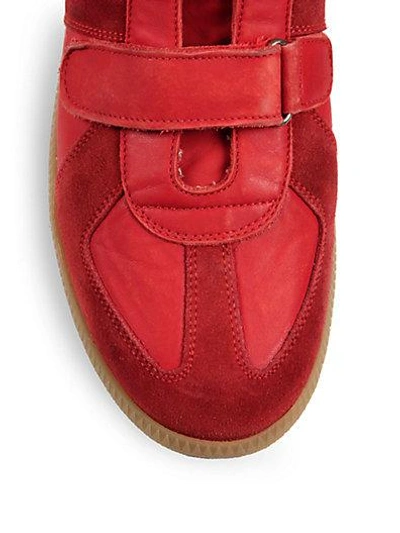 Shop Maison Margiela Triple-strap Suede High-top Sneakers In Red