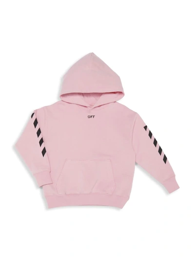 Shop Off-white Little Girl's & Girl's Off Stamp Logo Hoodie In Pink Black