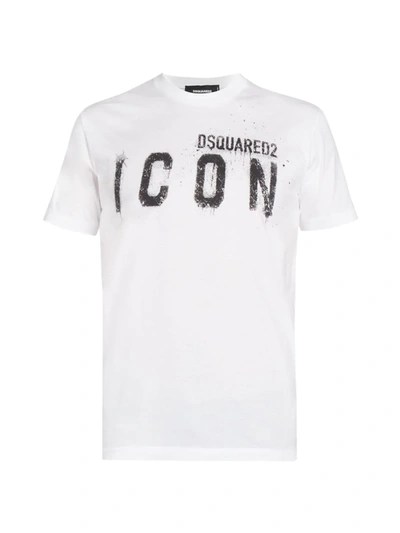 Shop Dsquared2 Men's Icon Spray Logo T-shirt In White