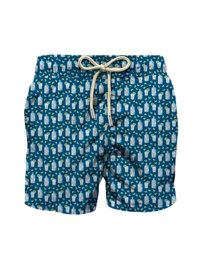 Shop Mc2 Saint Barth Men's Gin And Lemon Print Swim Shorts In Blue