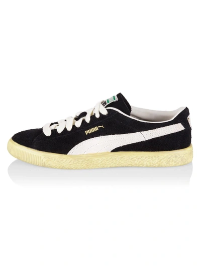 Shop Puma Men's The Neverworn Suede Sneakers In  Black Whisper White Mellow Yellow
