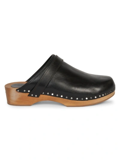 Shop Isabel Marant Women's Thalie Leather & Wood Clogs In Black