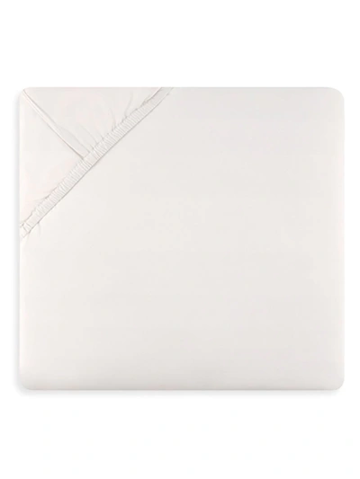 Shop Sferra Giza 45 Percale King-size Fitted Sheet In Ivory