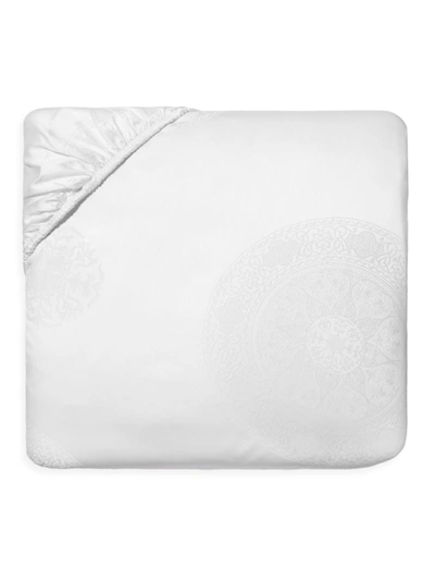 Shop Sferra Giza 45 Medallion Fitted Sheet In White