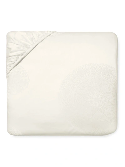 Shop Sferra Giza 45 Medallion Fitted Sheet In Ivory