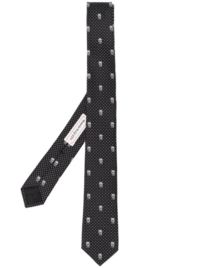 Shop Alexander Mcqueen Skull-jacquard Silk Tie In Schwarz