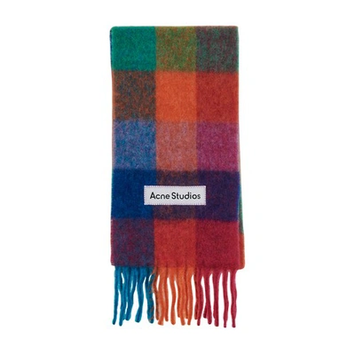 Shop Acne Studios Vally Scarf In Fuchsia Pink Yellow Blue