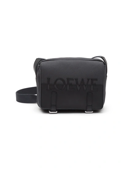 Shop Loewe ‘military Xs' Leather Trim Canvas Messenger Bag In Grey