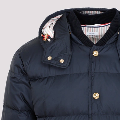 Shop Thom Browne Down-filled Matte Nylon Coat Wintercoat In Blue