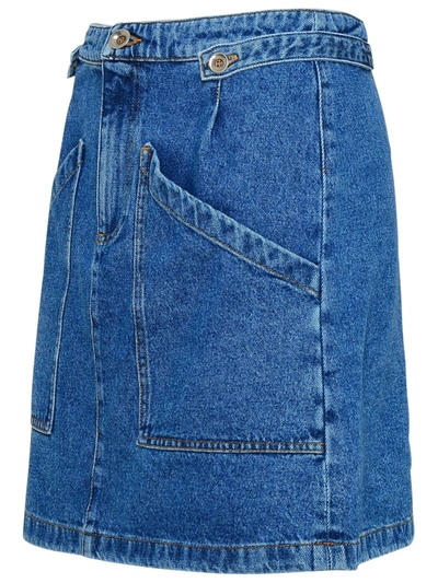 Shop Apc Blue Cotton Claudie Skirt