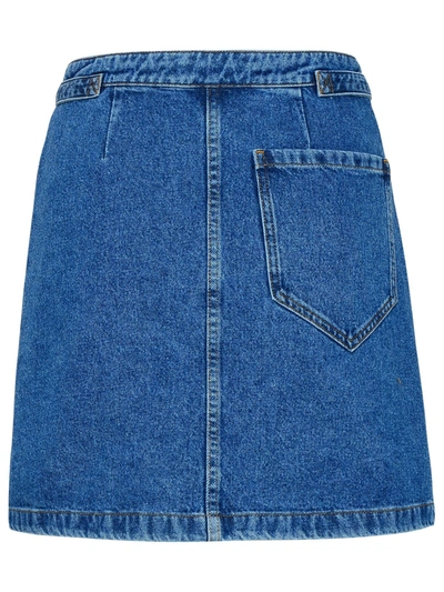 Shop Apc Blue Cotton Claudie Skirt