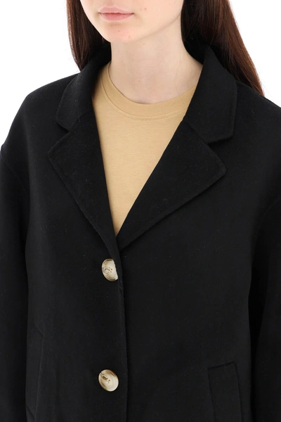 Loulou Studio Moho Cropped Coat In Wool And Cashmere In Black 