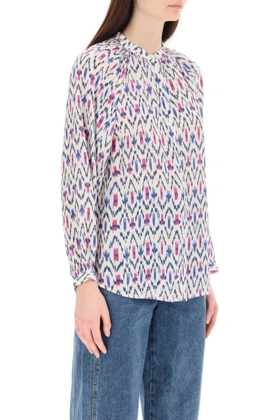 Shop Isabel Marant Étoile Aurora Shirt In White,blue,fuchsia