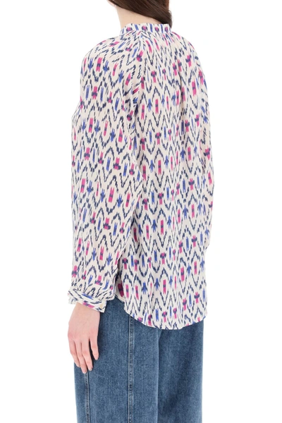 Shop Isabel Marant Étoile Aurora Shirt In White,blue,fuchsia