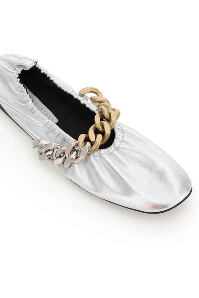 Shop Stella Mccartney Falabella Chain Ballet Flats In Silver