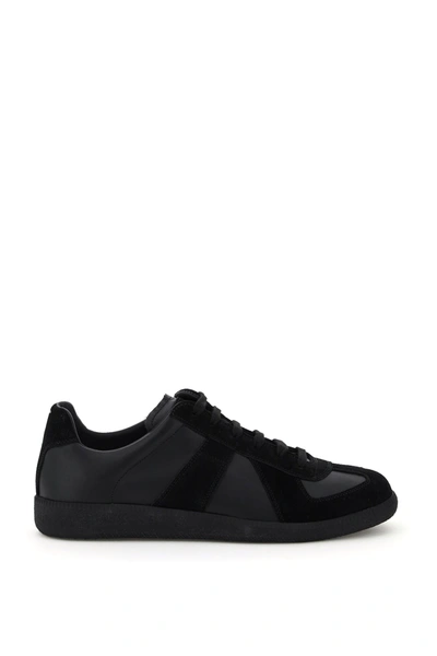 Maison Margiela Low Top Sneakers Featuring Suede Panels In Black