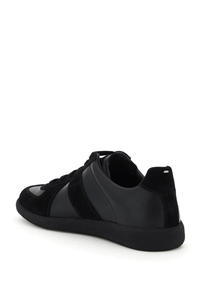 Maison Margiela Low Top Sneakers Featuring Suede Panels In Black