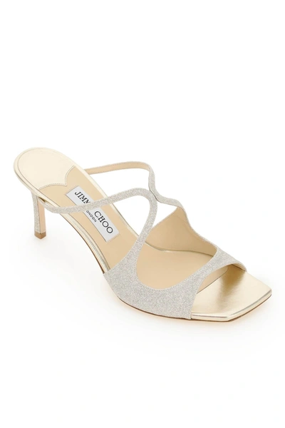 Shop Jimmy Choo Glittered Anise 75 Sandals In Gold