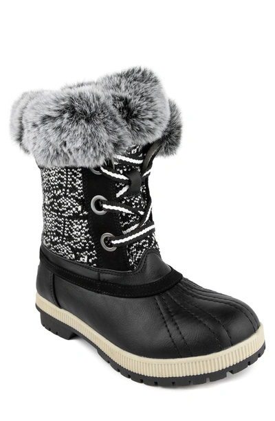 Shop London Fog Milly Faux Fur Trim Winter Duck Boot In B-black Combo