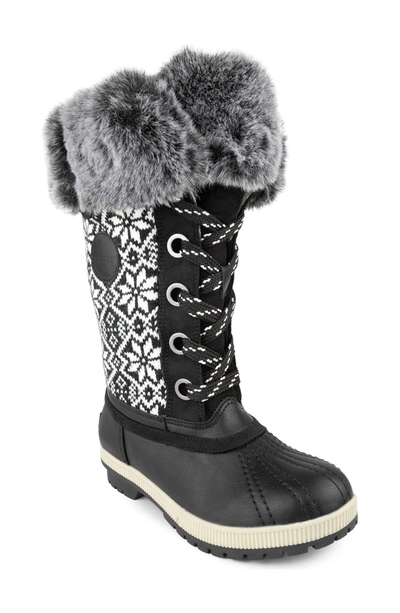 Shop London Fog Faux Fur Winter Boot In Bb-black Combo