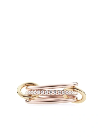 Shop Spinelli Kilcollin 18kt Yellow And Rose Gold Sonny 3-link Diamond Ring In Pink