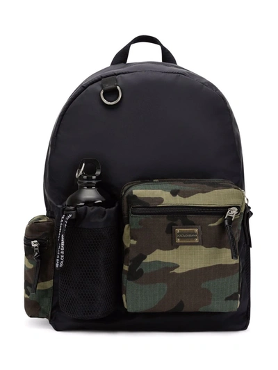 Shop Dolce & Gabbana Camouflage Print Detail Backpack In Black