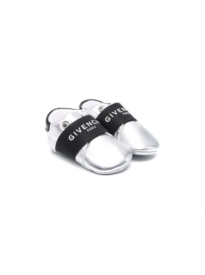 Shop Givenchy Logo-strap Slippers In Silver
